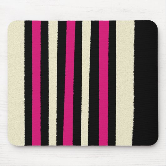 Black White Hot Pink Stripes Cool Simple Pattern Muismat (Voorkant)