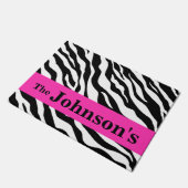 Black White Hot Pink Zebra Skin Name Persoonlijk Deurmat (Schuin)