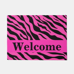 Black White Hot Pink Zebra Skin Patroon Welkom Deurmat