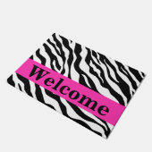 Black White Hot Pink Zebra Skin Patroon Welkom Deurmat (Schuin)