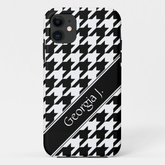 Black & White Houndstooth aangepaste iPhone 5 Hoes (Achterkant)