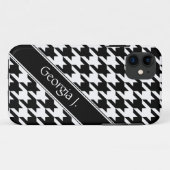 Black & White Houndstooth aangepaste iPhone 5 Hoes (Achterkant (horizontaal))
