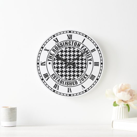 Black & White Houndstooth Familienaam Datum Est Grote Klok (Huis)