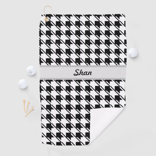 Black White Houndstooth Golfhanddoek (Insitu)