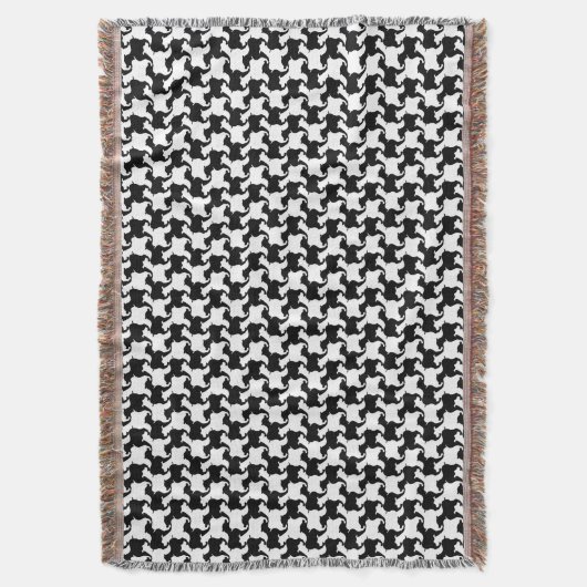 Black White Houndstooth met honden Drow Blanket Deken (Voorkant Verticaal)