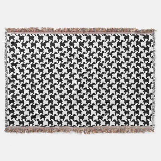 Black White Houndstooth met honden Drow Blanket Deken (Voorkant)