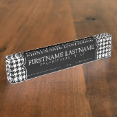 Black White Houndstooth Pattern - Aangepaste naam  Naambordje (Zijkant)