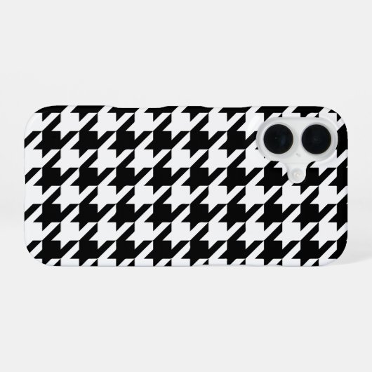 Black White Houndstooth Pattern iPhone 16 Hoesje (Achterkant horizontaal)