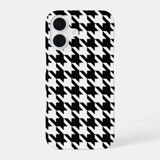 Black White Houndstooth Pattern iPhone 16 Hoesje (Achterkant)
