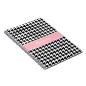 Black White Houndstooth Pink Name Monogram Notitieboek (Rechterzijde)