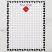 Black White Houndstooth Red Quatrefoil Monogram (Voorkant)