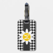 Black & White Houndstooth; Spring Daisy Bagagelabel (Achterkant verticaal)
