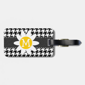 Black & White Houndstooth; Spring Daisy Bagagelabel