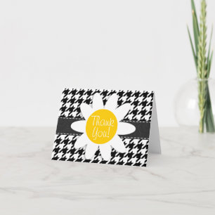 Black & White Houndstooth; Spring Daisy Bedankkaart
