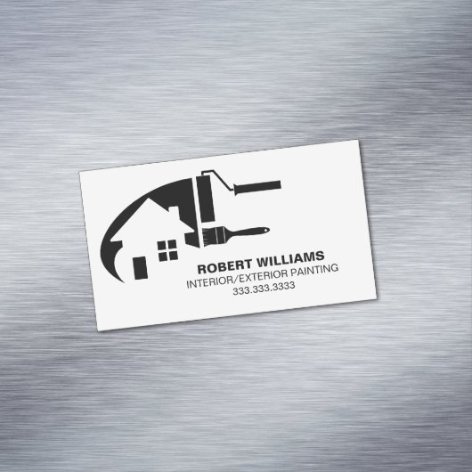 Black White House Painter Professional Magnetisch Visitekaartje (Voorbeeld)