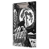 Black & White Howling Husky bij nacht Linocut Klembord (Links)