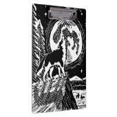 Black & White Howling Husky bij nacht Linocut Klembord (Rechts)