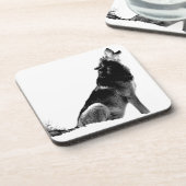 Black White Howling Wolf Bier Onderzetter (Linkerzijde)
