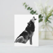 Black White Howling Wolf Briefkaart (Staand voorkant)