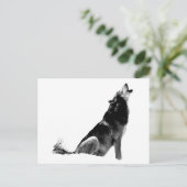 Black White Howling Wolf Briefkaart (Staand voorkant)