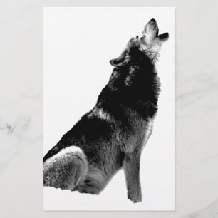 Black White Howling Wolf Briefpapier