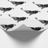 Black White Howling Wolf Cadeaupapier (Hoek)