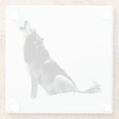 Black White Howling Wolf Glazen Onderzetter (Achterkant)
