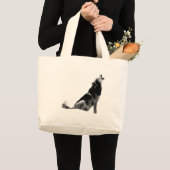Black White Howling Wolf Grote Tote Bag (Voorkant (product))