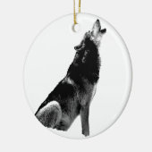Black White Howling Wolf Keramisch Ornament (Links)
