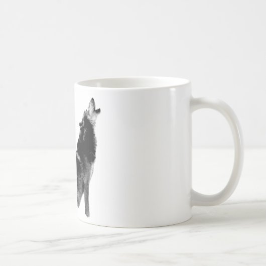 Black White Howling Wolf Koffiemok (Rechts)