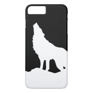 Black & White Howling Wolf Silhouette iPhone 8/7 Plus Hoesje