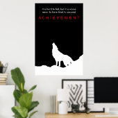 Black & White Howling Wolf Silhouette Poster (Thuiskantoor)
