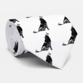 Black White Howling Wolf Stropdas (Opgerold)