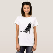 Black White Howling Wolf T-shirt (Voorkant volledig)
