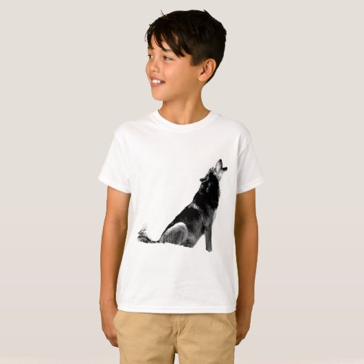 Black White Howling Wolf T-shirt (Voorkant volledig)