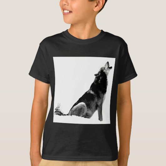 Black White Howling Wolf T-shirt (Voorkant)