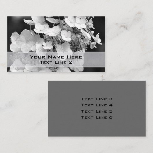 Black White Hydrangea Floral Visitekaartje (Voorkant / Achterkant)