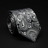 Black & White Hypnotic Swirl  Stropdas