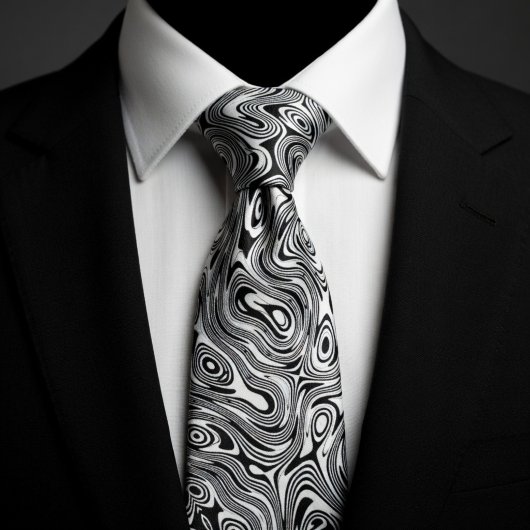 Black & White Hypnotic Swirl  Stropdas