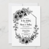 Black White I Do BBQ Sunflower Engagement Party Kaart (Voorkant)