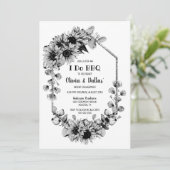 Black White I Do BBQ Sunflower Engagement Party Kaart (Staand voorkant)