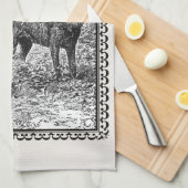 Black White  Illustration Riding Hood Wolf Theedoek (Quarter Fold)
