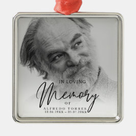 Black & White In Loving Memory Funeral  Metalen Ornament