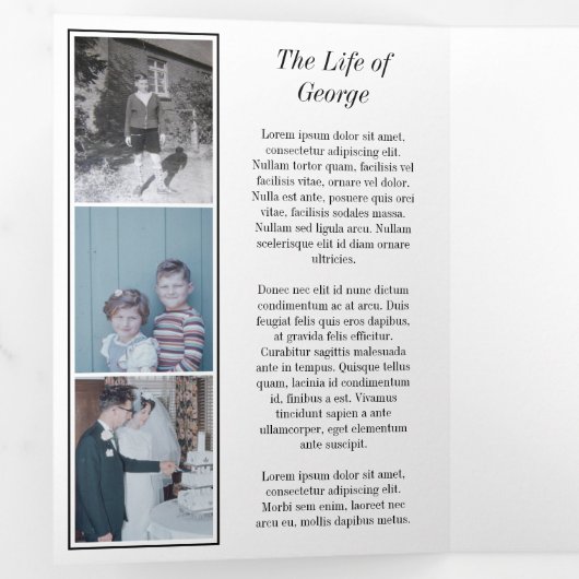 Black White In Loving Memory Photo Funeral Drieluik Programma (Binnenzijde eerst)