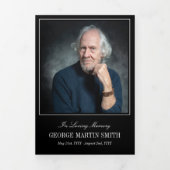 Black White In Loving Memory Photo Funeral Drieluik Programma (Cover)