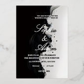 Black & White Ink Art Wedding Invitation Folie Uitnodiging (Voorkant)