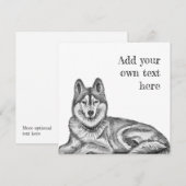 Black & White Ink & Watercolor Siberian Husky Kaart (Voorkant / Achterkant)