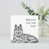 Black & White Ink & Watercolor Siberian Husky Kaart (Staand voorkant)