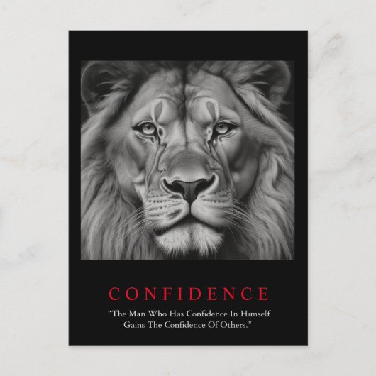 Black White Inspirerend Confidential Lion Briefkaart (Voorkant)