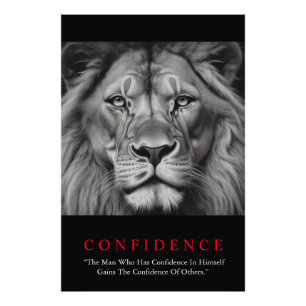 Black White Inspirerend Confidential Lion Foto Afdruk